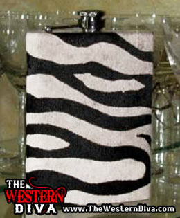 The Western Diva Black Ostrich Leather Flask